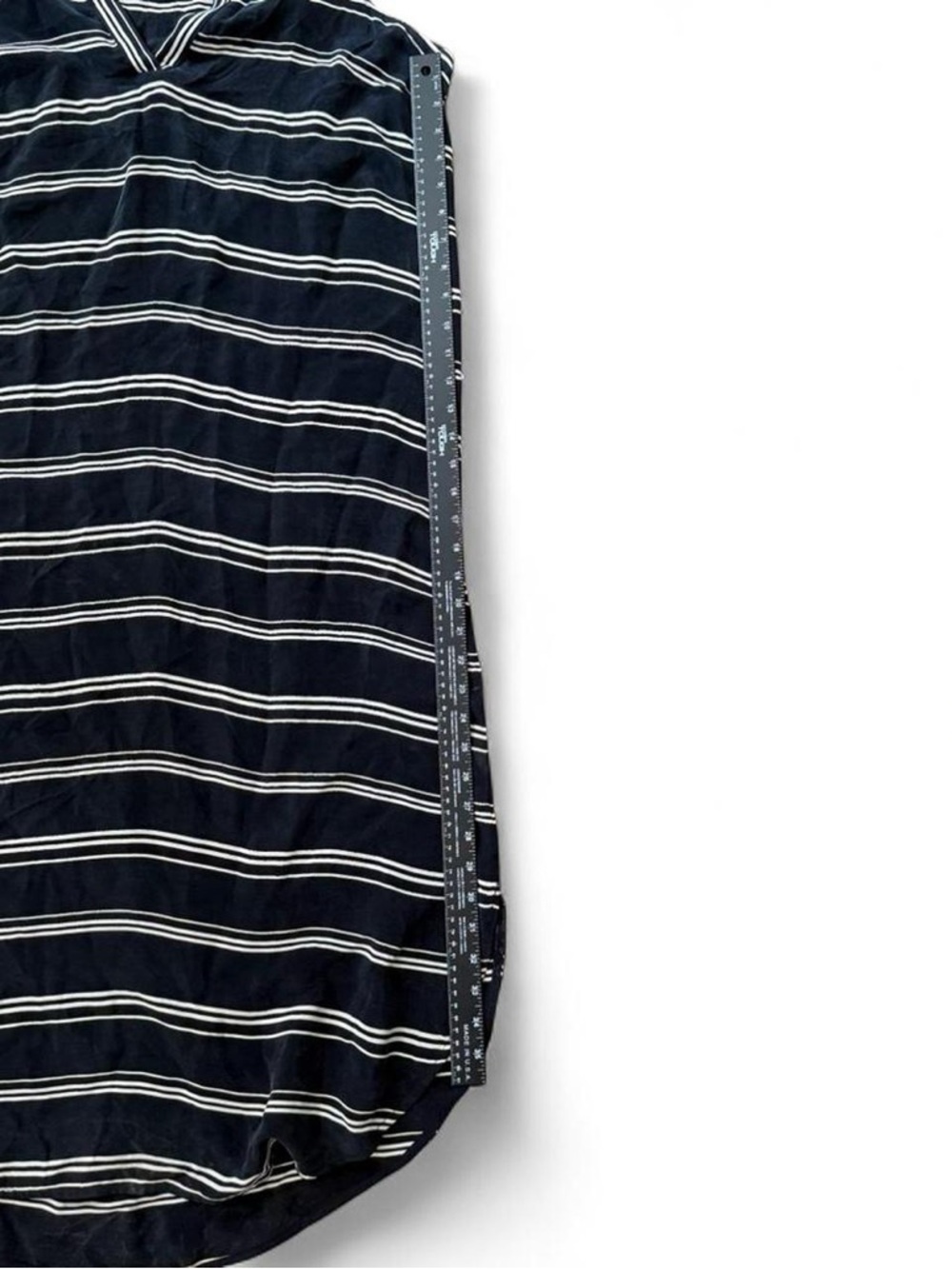 Anthropologie Black & White Striped Midi Dress V-Neck Side Slit Size L - Picture 6 of 8